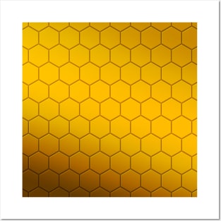 Gold Hexagon Pattern Posters and Art